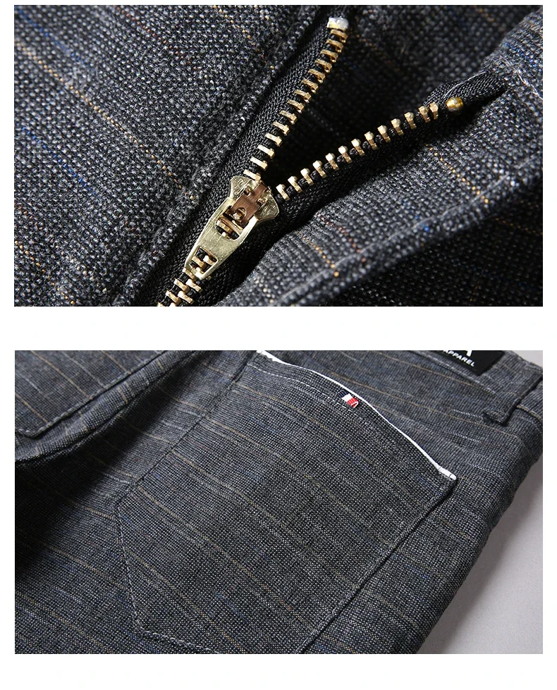 Herbst Winter Gebürstet Baumwolle-wie männer Business Casual Hosen Elastische Gerade Plaid Modische Beiläufige Dünne Hosen Männlich – Detail 19
