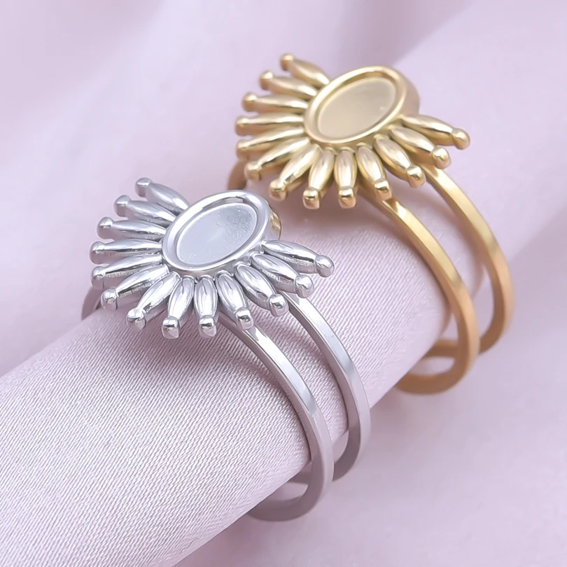 Stainless Steel DIY Rings 6PCS for Women Jewelry Accessories 18K Gold Plated Trendy Jewelry Gift for Girls