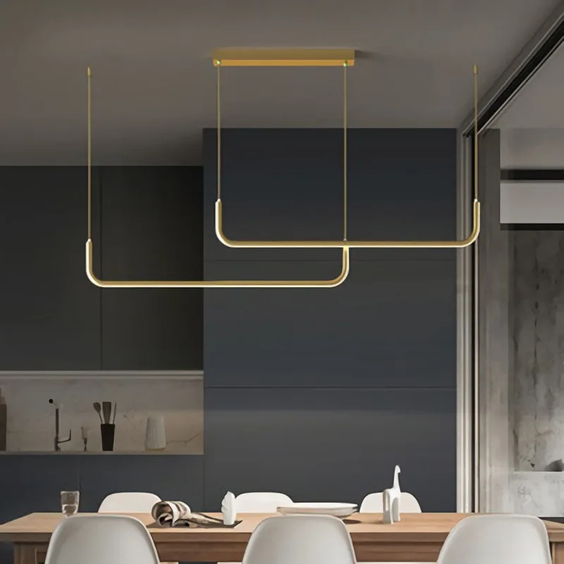 Modern Minimalism LED Chandelier Dimmable Table Dining Room Kitchen Black Pendant Lights  Home Decoration Hanging Light Fixture
