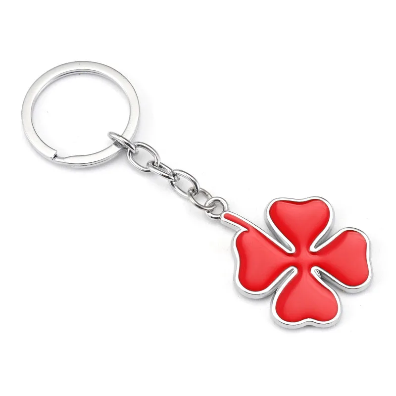 Metal Green Four Leaf Clover Car Keychain Keyring - Lucky Pendant Car Accessory
