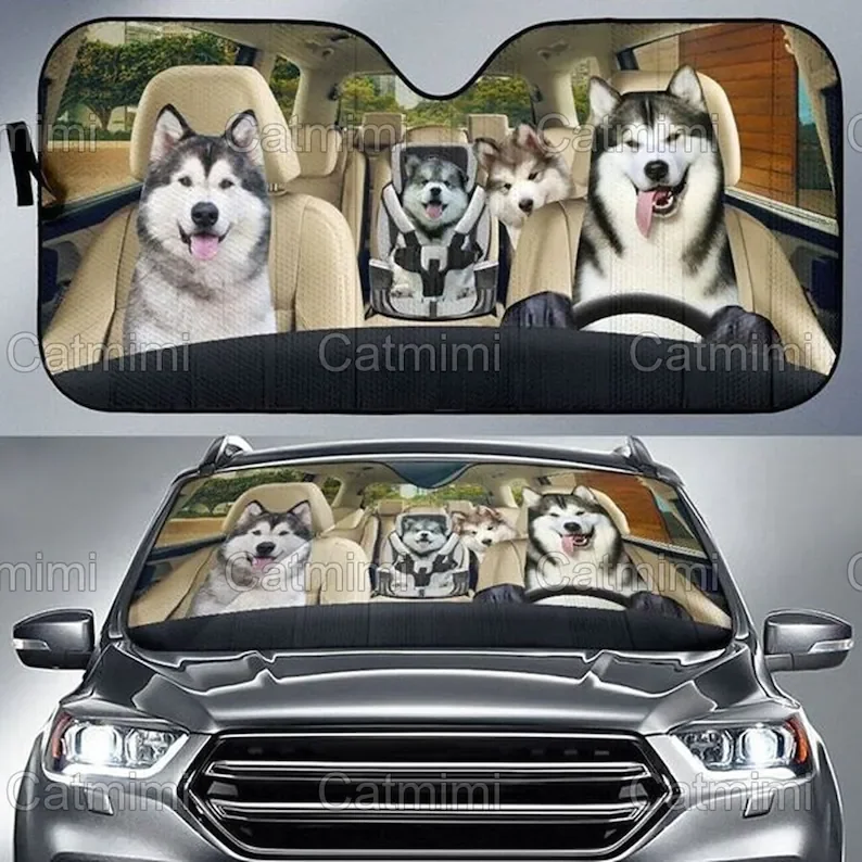 

Husky Car Sun Shade, Funny Husky Auto Sun Shade, Husky Car Accessories, Windshield Sun Shade, Gifts For Her, Father Day Gift MCL