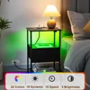 Night Stand Set 2, LED Nightstand w/Charging Station, End Tables Living Room w/Fabric Drawer, Small Side Tables for Bedroom 4