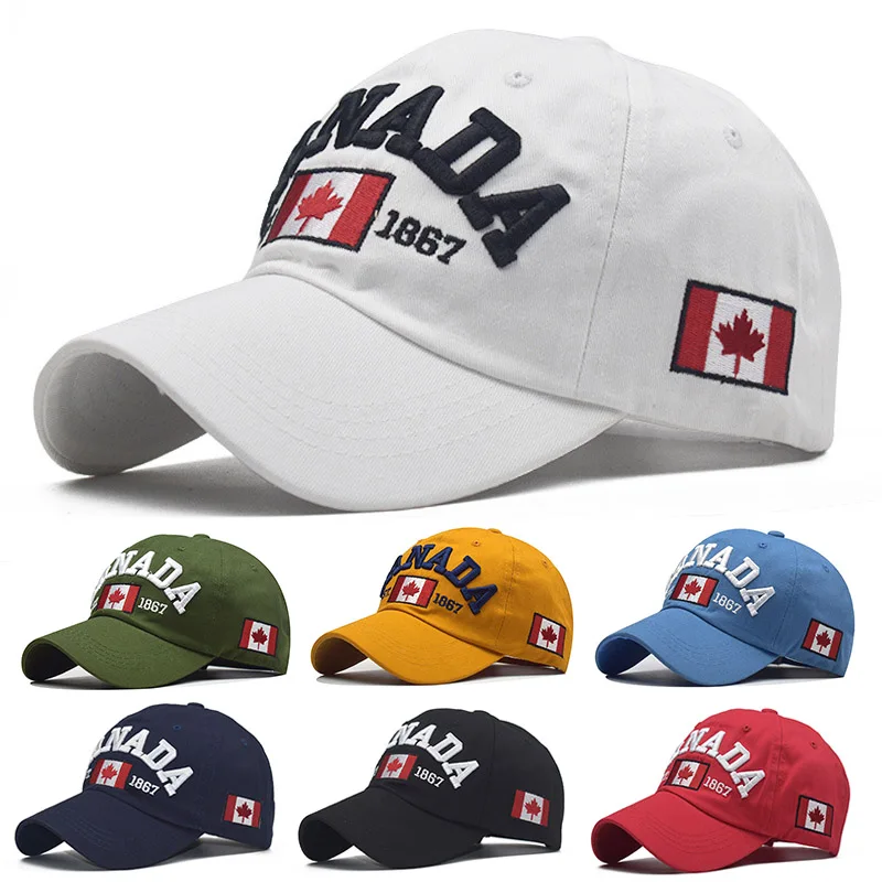 

Canada Caps Men Women 2023 Summer Fashion Dad Hat Snapback Flag letter Embroidery Black White Baseball Cap Women Gorras hombre