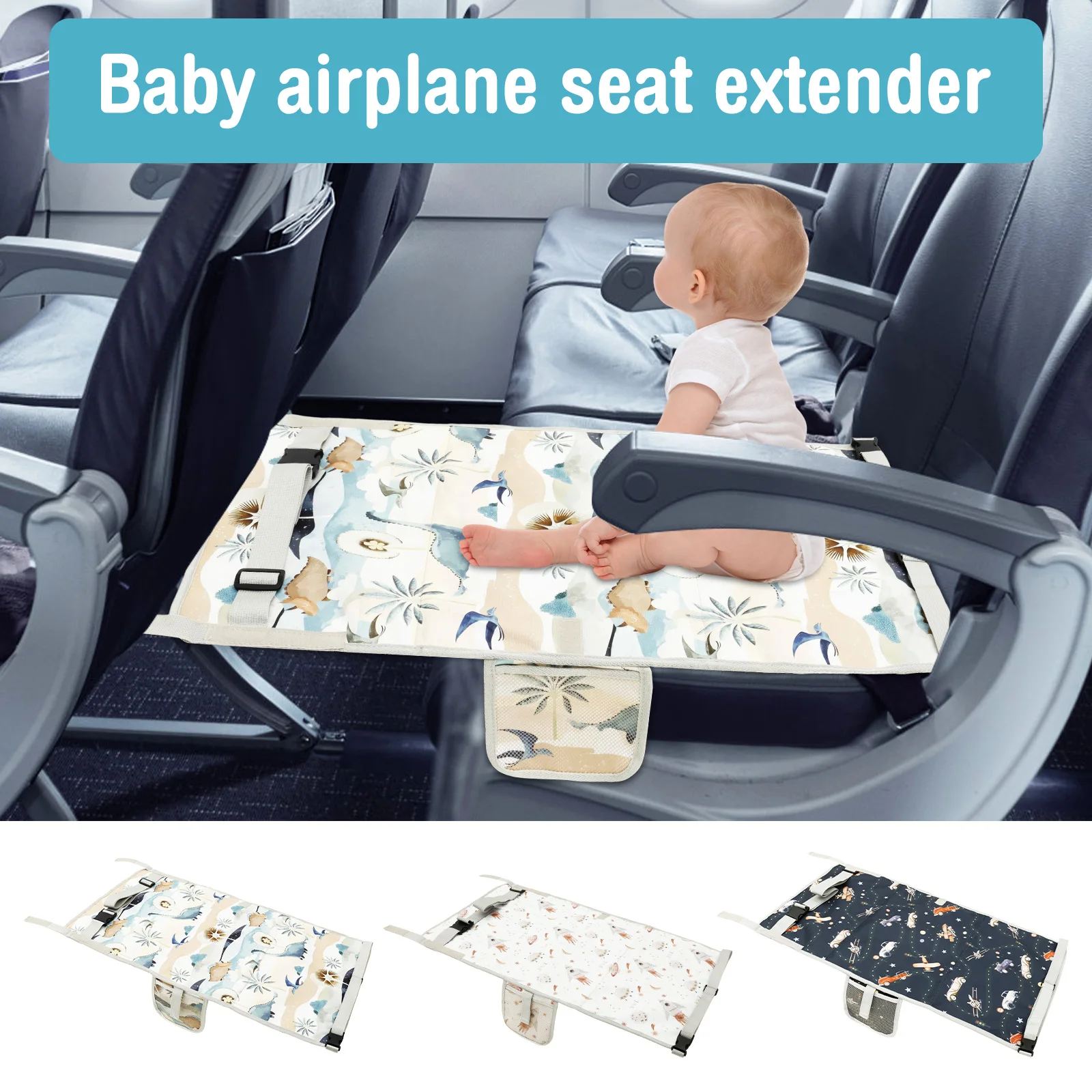Toddler Airplane Bed Oxford Cloth Toddler Plane Seat Extender Portable Breathable Travel Foot Rest Hammock Kids Bed for Car 1