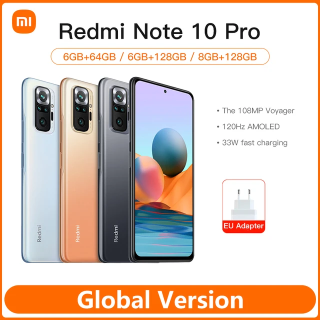 Global Version Xiaomi Redmi Note 10 Pro 64gb/ 128gb Smartphone 108mp Camera  Snapdragon 732g 6.67'' 120hz Amoled Screen Cellphone - Mobile Phones -  AliExpress