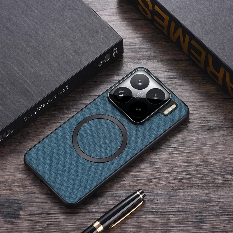Magnetic TPU + PC Anti-Slip Ultra Thin Woven Textile Pattern Phone Case