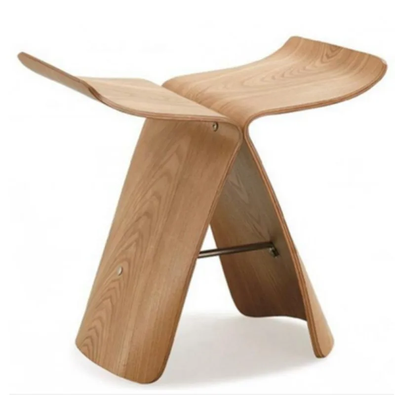 Creative Wood Butterfly Stool Solid Wood Foot Stool Home Adult European Curved Wooden Bench Living Room Walnut Shoe Bench foot stool