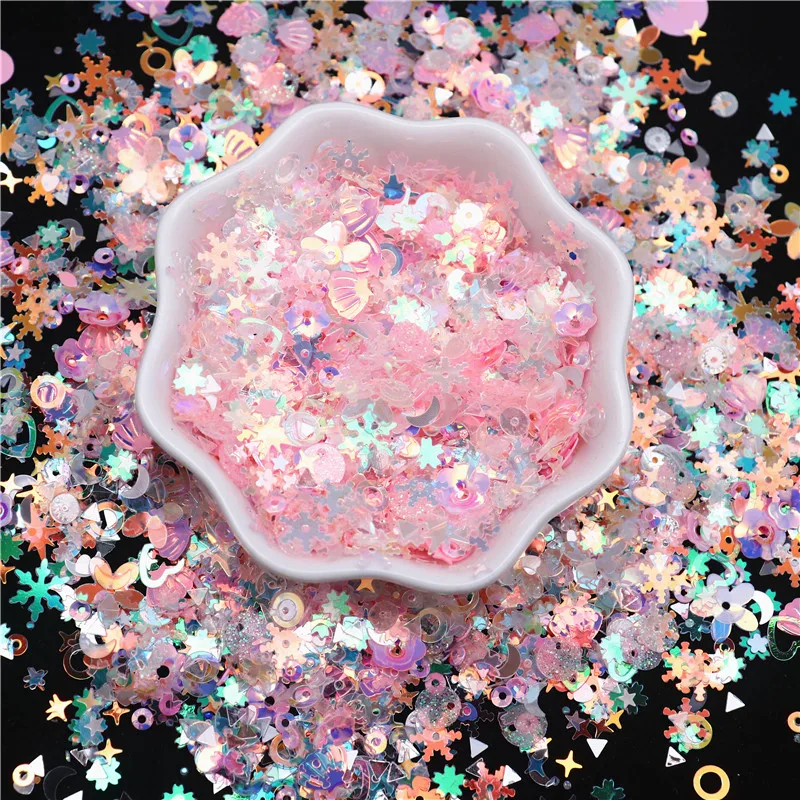 10g/50g Glitter Sequin Mix Star Heart Dot Shape Colorful Loose Sequins for Shaker Card Nail Art Scrapbook Decoration Makeup