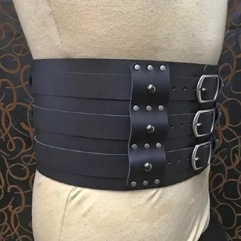 Cintura Medievale In Pelle Vichinga Uomo E Donna Con Fibbia In Metallo - Accessorio Cosplay Carnevale