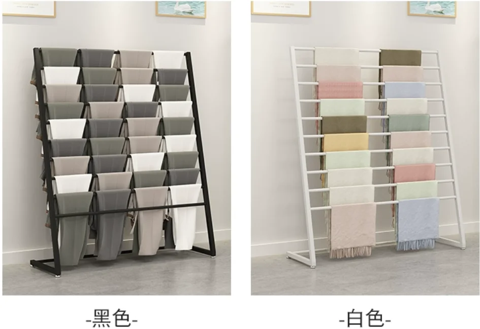 Floor to ceiling scarf display rack, silk scarf rack, pants fabric multi-layer hanging rack, packaging paper storage displayracK 3