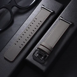 Premium Genuine Leather Brown Watch Band - Elegant No - Gap Bracelet - Watch 8 Classic 46mm (Gray)
