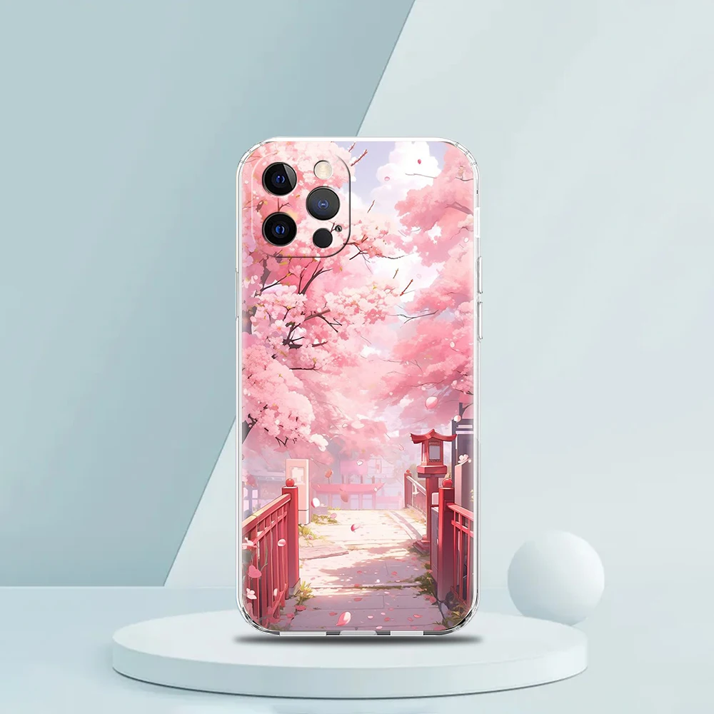 Rosa Frühling Kirschblüten Handy hülle für iPhone 16 15 14 13 12 pro max 11 pro max 7 8 plus xs xr max transparente Soft shell – Detail 3