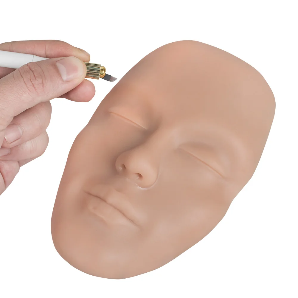 Best Practice 3D realistico Full Face marrone scuro pelle in Silicone a luce media per truccatori permanenti forniture per Microblading - immagine 4