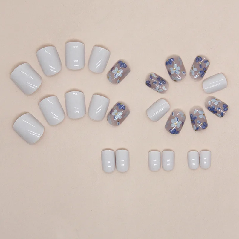 Press on Nails 24 Pcs Pink Gradient Glossy Artificial Finger Manicure Reusable False Nails nail polish