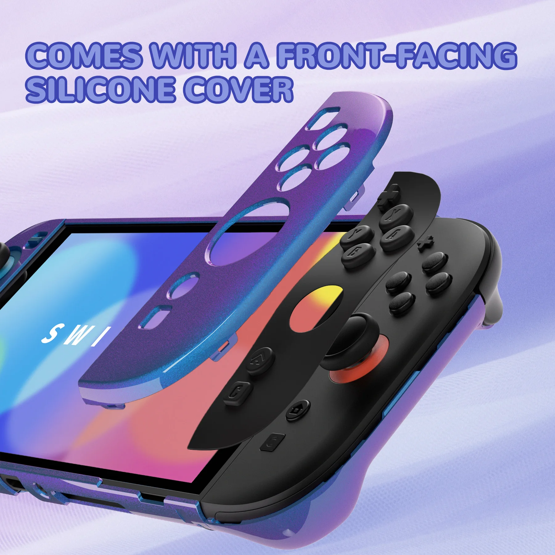 PlayVital Chameleon Protective Case for Nintendo Switch 2, Dockable Hard Shell Grip Cover with Foldable Stand,Thumbstick Caps 5