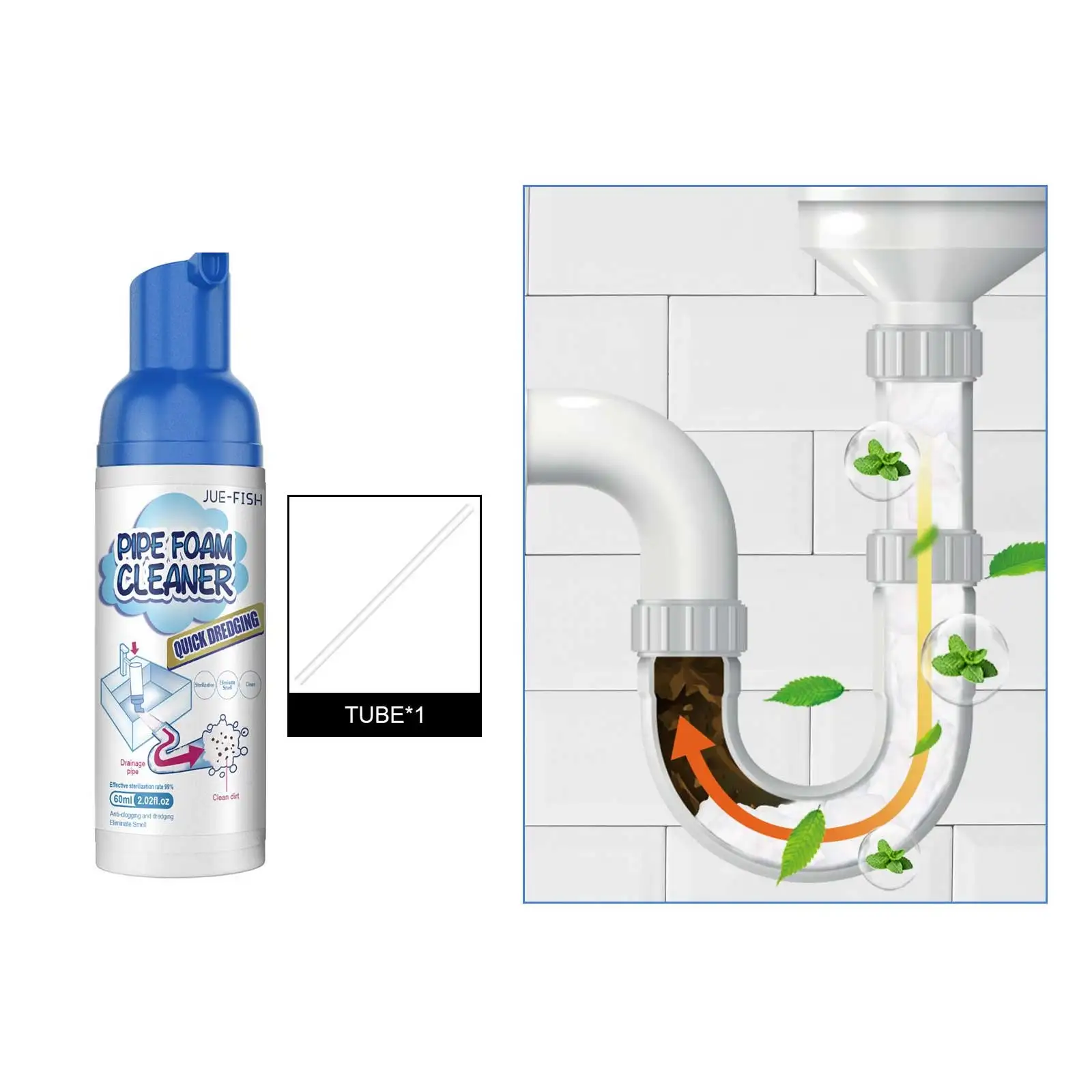  Herios - Limpiador de espuma de drenaje – Limpiador de espuma  desodorante de dragado de tubos, potente limpiador de fregaderos y  drenajes, removedor líquido de drenaje de pelo y limpiador de 