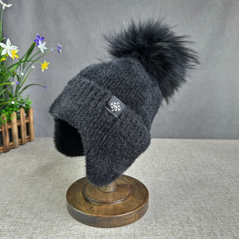 Hohe Qualität Gehörschutz Winter Hüte Weiche Mützen Hut Für Kinder Frauen Klassische Stricken Mädchen Earflap Hut Warme Mütze Mit Ohren – Detail 7