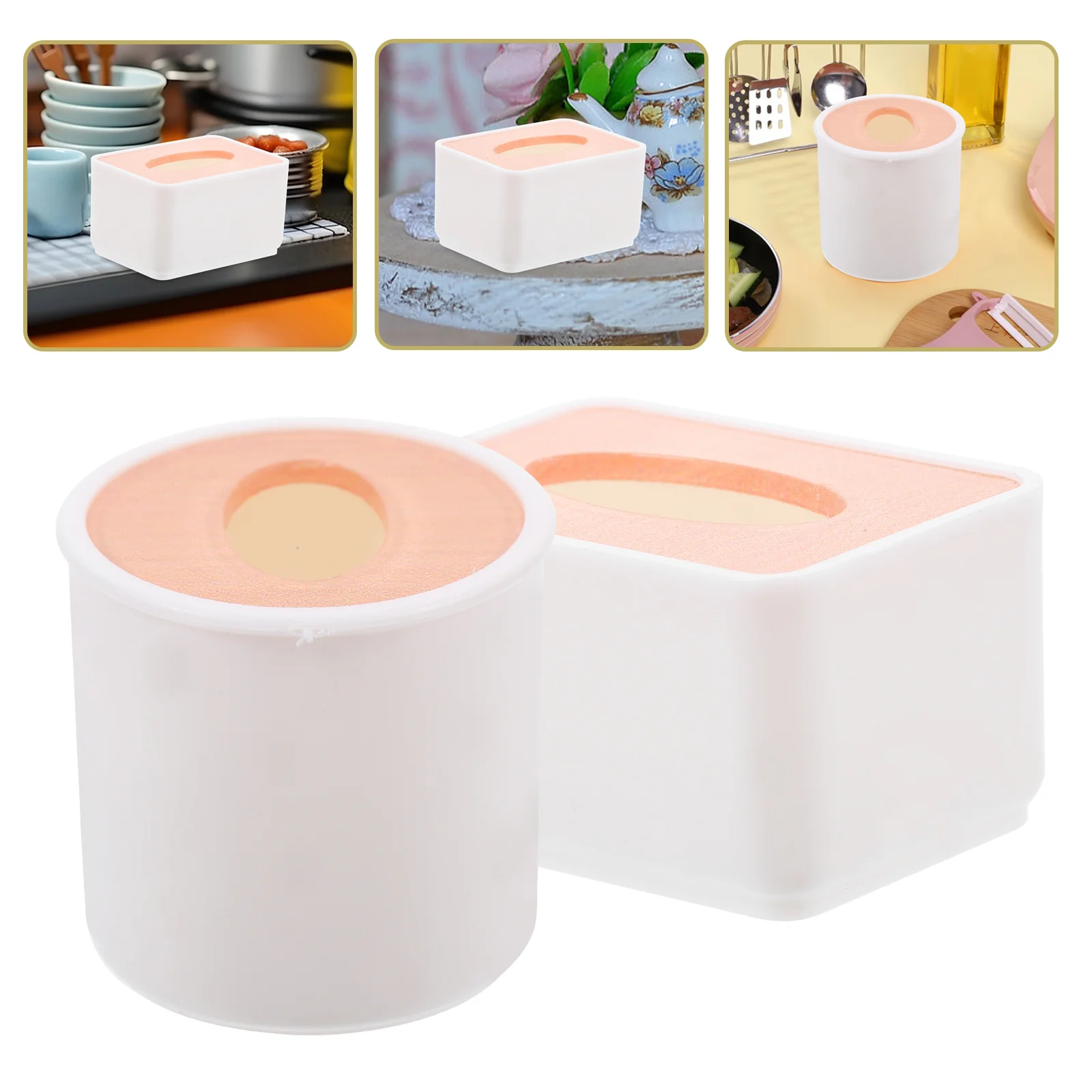 

2 Pcs Model Miniature Tissue Box Toddler Paper Towel Holder Plastic Decorations