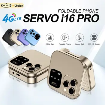 SERVO i16 Pro 4G LTE Mini Flip Mobile Phone Dual SIM Standby Call Recording Speed Dial FM Radio Blacklist Small Fold Cellphones