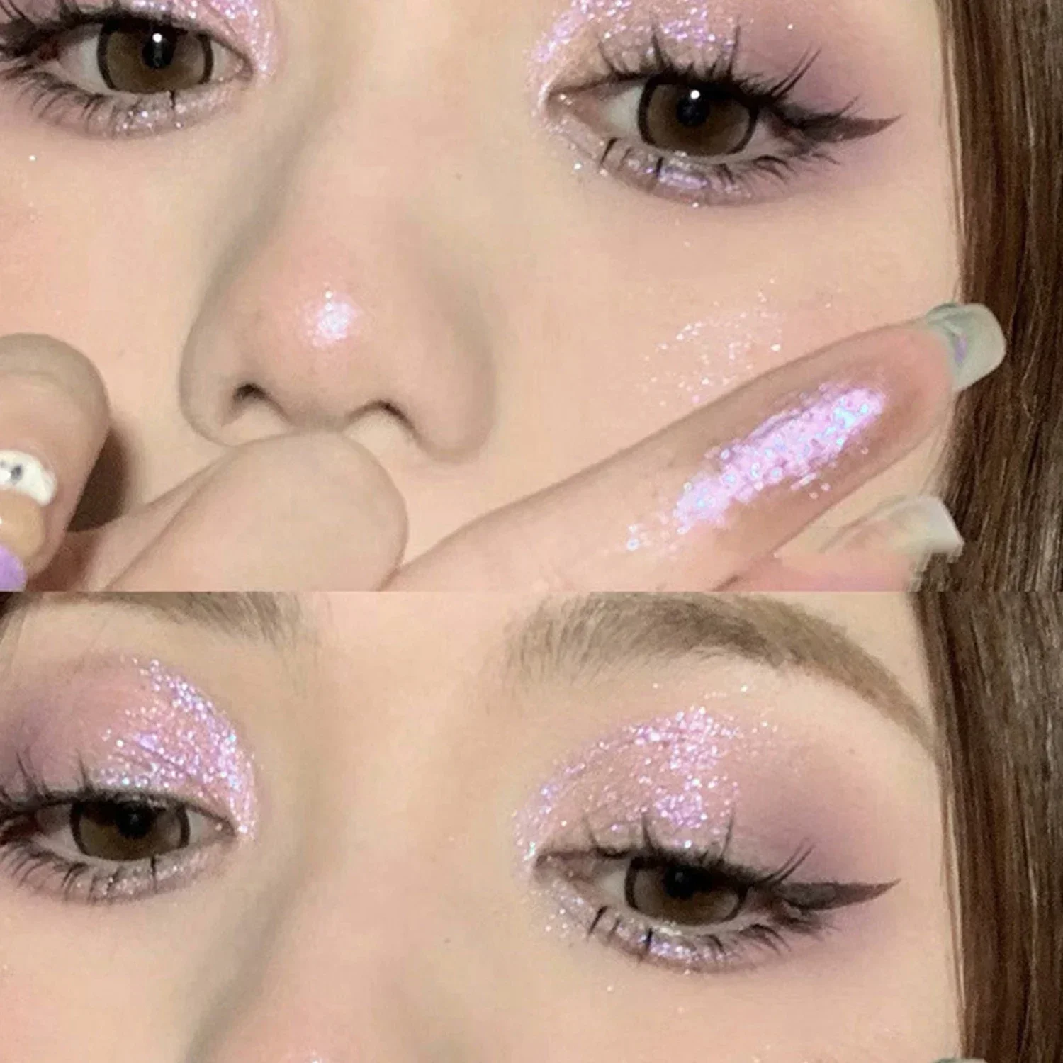 Glitter Highlighter Eyeshadow Palette Monochrome Diamond Moonlight High Gloss Purple Eyeshadow Powder Makeup Contouring Cosmetic eye shadow eye shadow plate glitter makeup accessories makeup highlighter