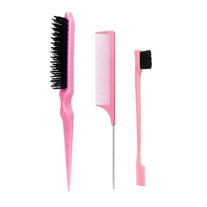 New Three-piece Hair Brush Set Sharp-tail Comb Three-row Hair Comb Steel Needle Mouse Tail Comb Toothbrush Eyebrow Brush Tool 5