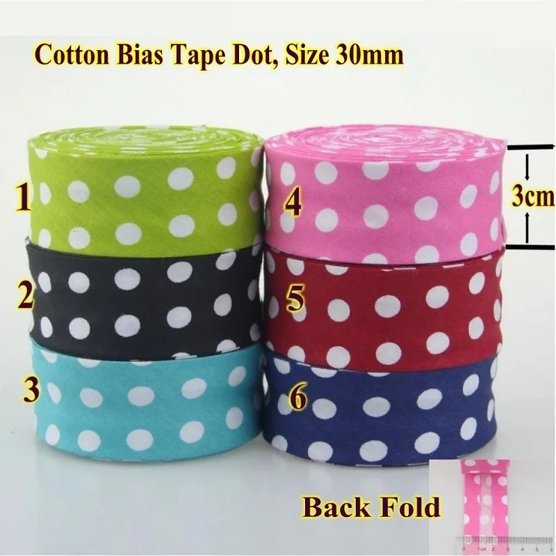 Cotton Bias Binding Tape 30mm x 5meters Size solid color DIY handmade sewing material cotton bias tape cotton webbing tapes