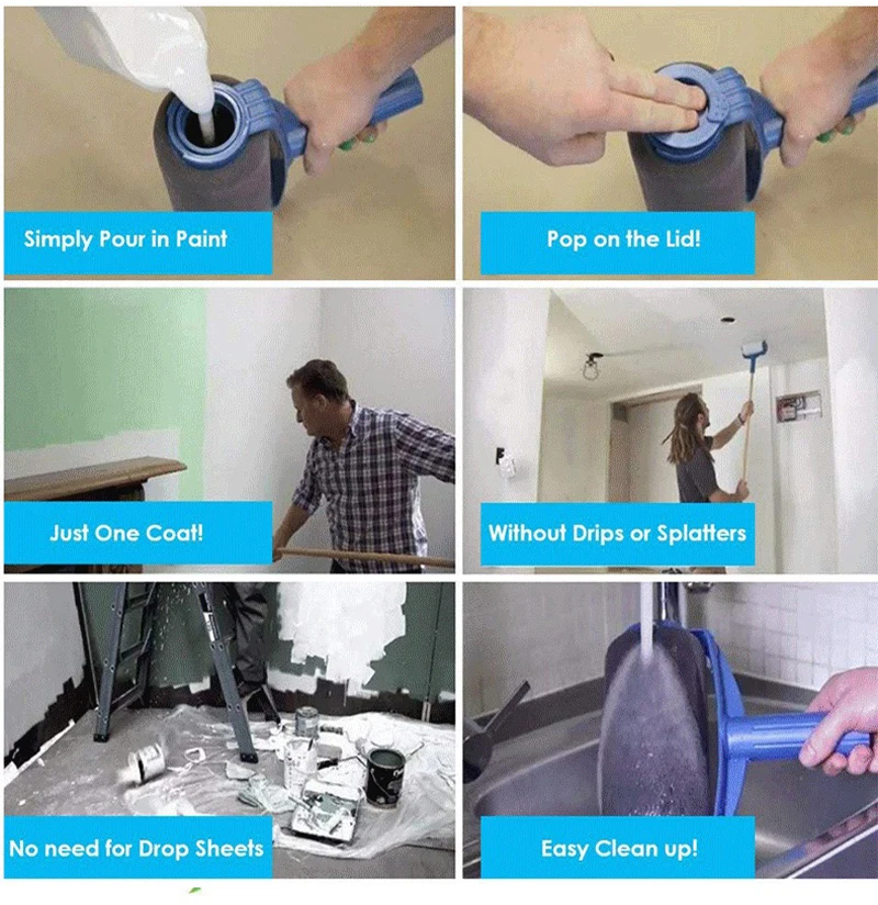 6-Piece Multifunctional Paint Roller Angle Brush Handle Tool Wall Paint Roll DIY Home Easy to Operate Paint Brush