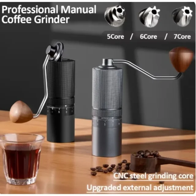 Manual Coffee Grinder External Adjustable Grinder Stainless Steel Cone Burr Hand Coffee Mill Travel Camping Kitchen Office Use