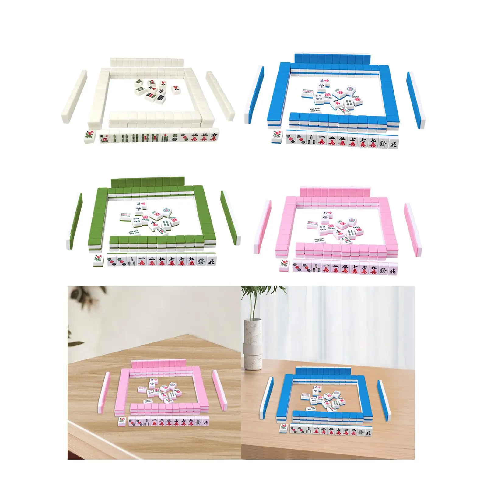 144x Chinese Version Game Set Leisure Time Party Supplies Mini Mahjong Tiles for Apartment Travel Home Dormitory Classmates 3