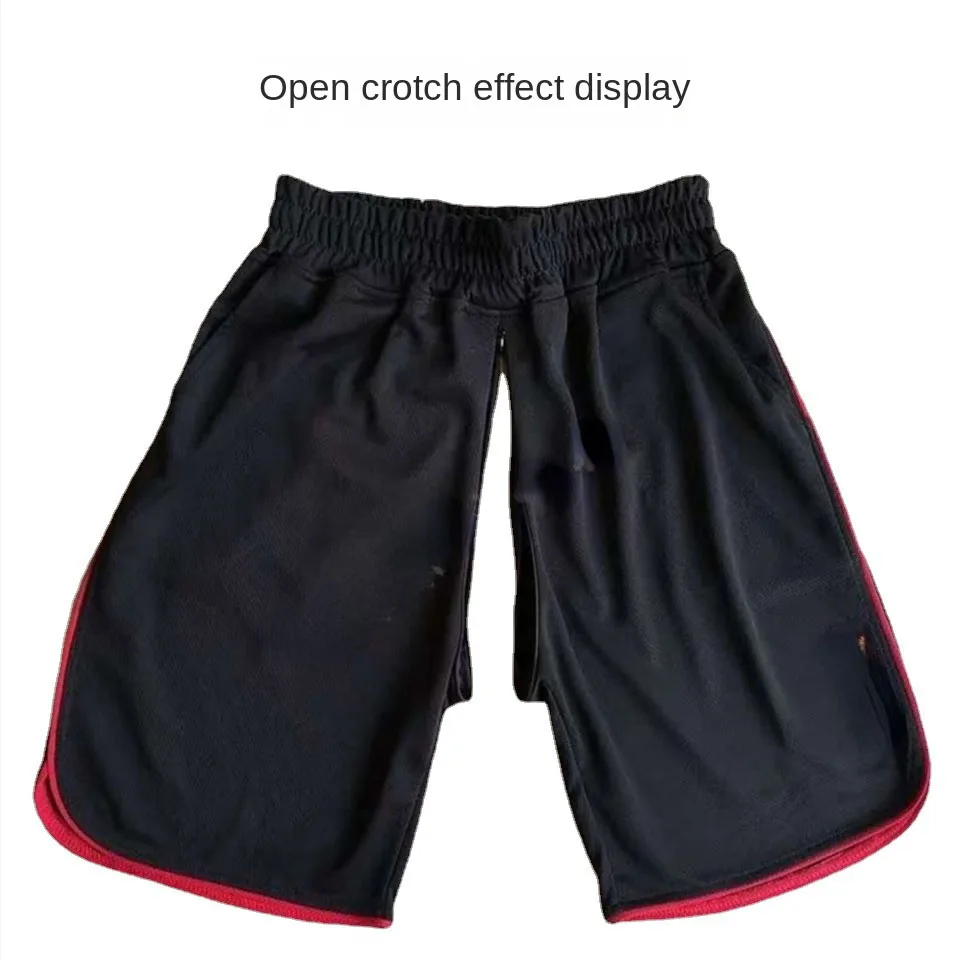 Men Summer Outdoor Sex Convenient Open-Seat Pants Fitness Double-Layer Shorts plus Size Sports Casual Shorts Sexy Men's Dressing