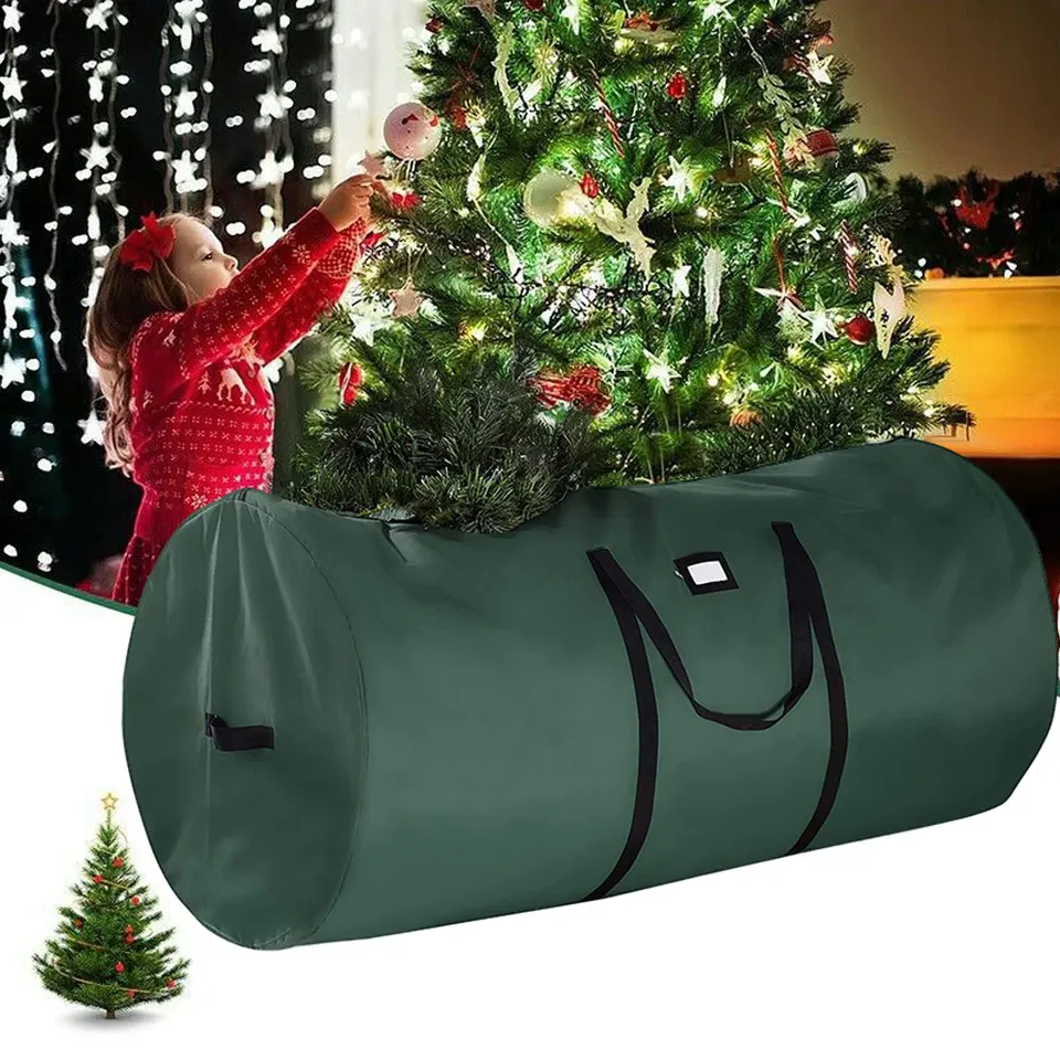 Christmas Tree stofhoes duurzame Boomtas rechtop Kerst Tree opbergtas met verstelbare riemen en rits voor het opbergen van kerstbomen,Groen,30x60inch