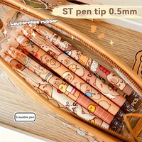 Стираемые ручки Capybara, 6 шт., многоразовая гелевая ручка с чернилами, без размазывания, школьные принадлежности с милыми животными для студентов, офисные канцелярские принадлежности, подарки — изображение 4