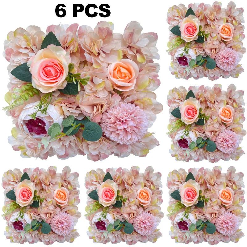 Paneles de flores artificiales para pared, telón de fondo 3D de