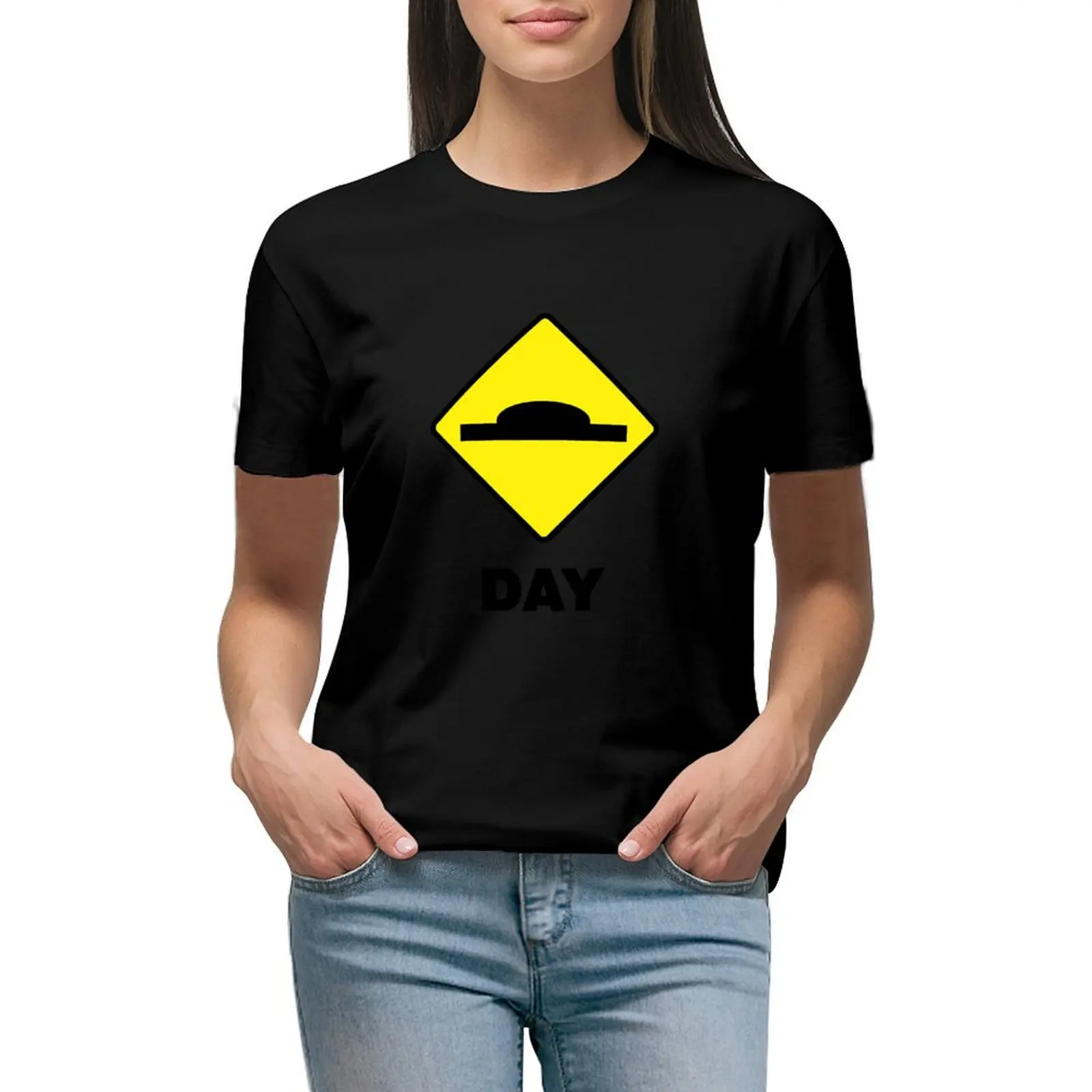

Hump Day Yellow and Black Sign T-shirt Blouse cute clothes anime clothes korean Women's clothes