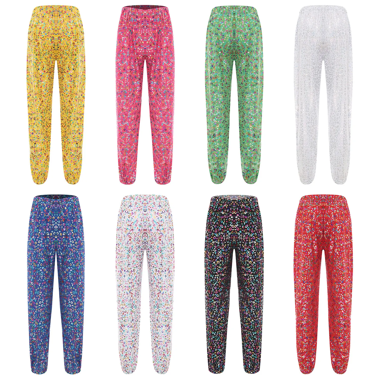 Description Picture 3 of itemAdult Men And Women Jazz Dance Performance Costume Shiny Leopard Print Pants Fashion Baggy Pants Sport Pants Modern Dance Pants