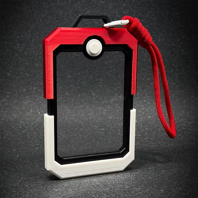 Pokeball Style TCG Card Display Case with Lanyard - Hard Protective Holder
