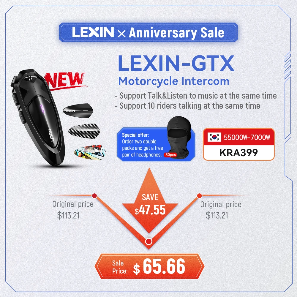 Lexin GTX 1pcs Intercom Bluetooth For Motorcycle Helmet Headset Support Intercom& Listen to Music At One Time10 Riders 2000m lexin b4fm x motorcycle intercom