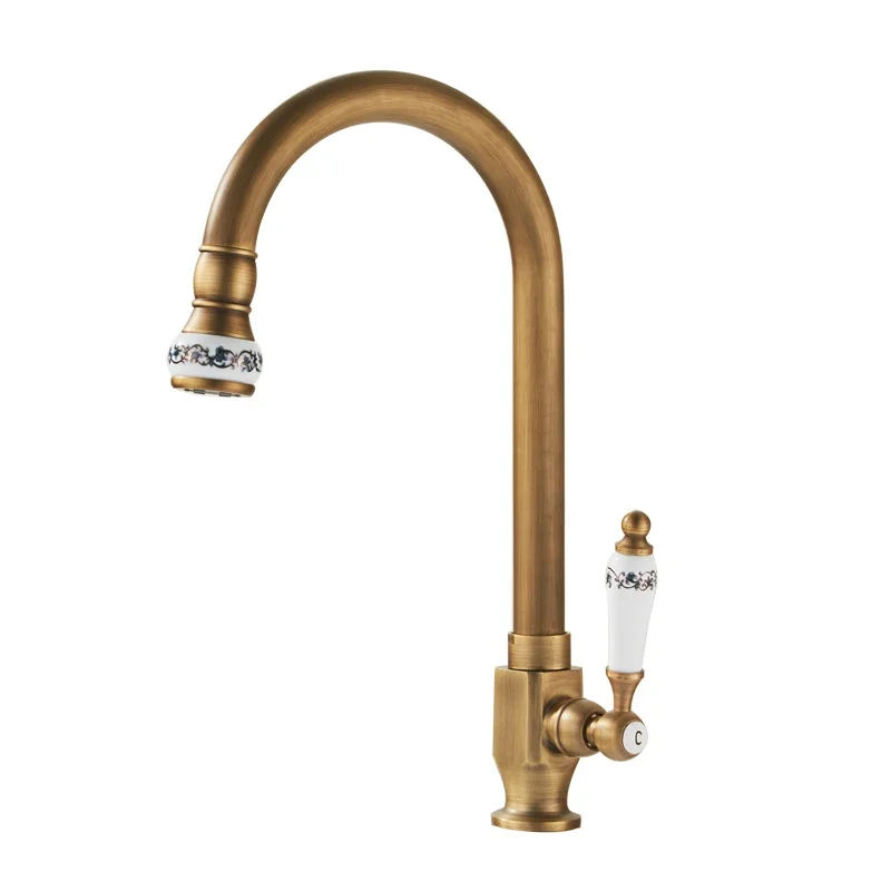 Kitchen Faucet Single Cold Antique Brass Balcony Sink Faucet Vanity 360°Swivel Rotate Spout Cozinha Water Tap