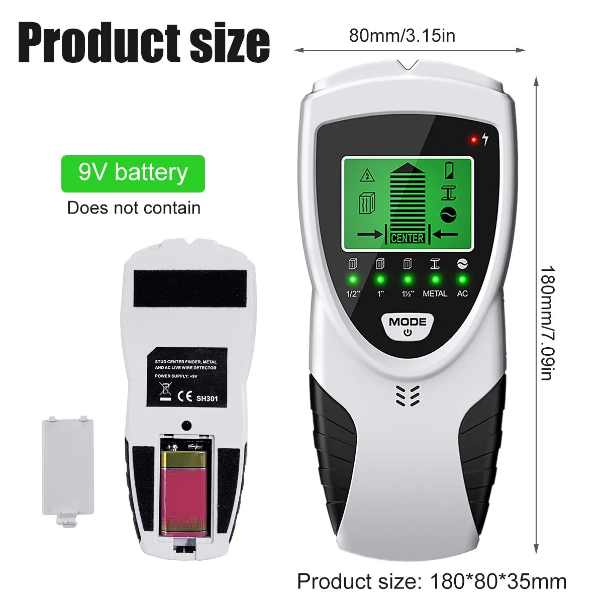 Stud Finder Wall Scanner 5 in 1 Electronic Beam Finder Stud Sensor Wall Center Detector LCD Display Detection stud finder