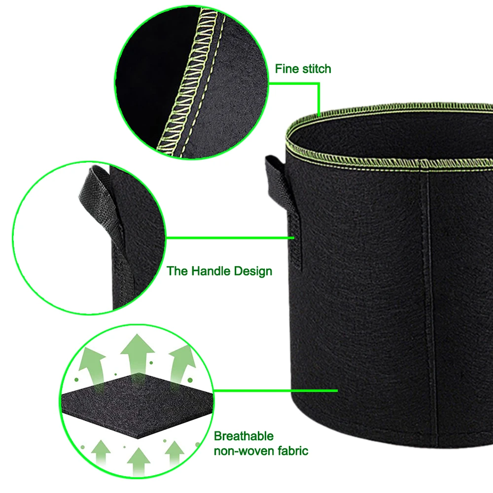 Durable Felt Plant Bag Green Planting Bucket Thickened Planting Bag Non-woven Beauty Planting Bag Potato Bag Vertical Tools