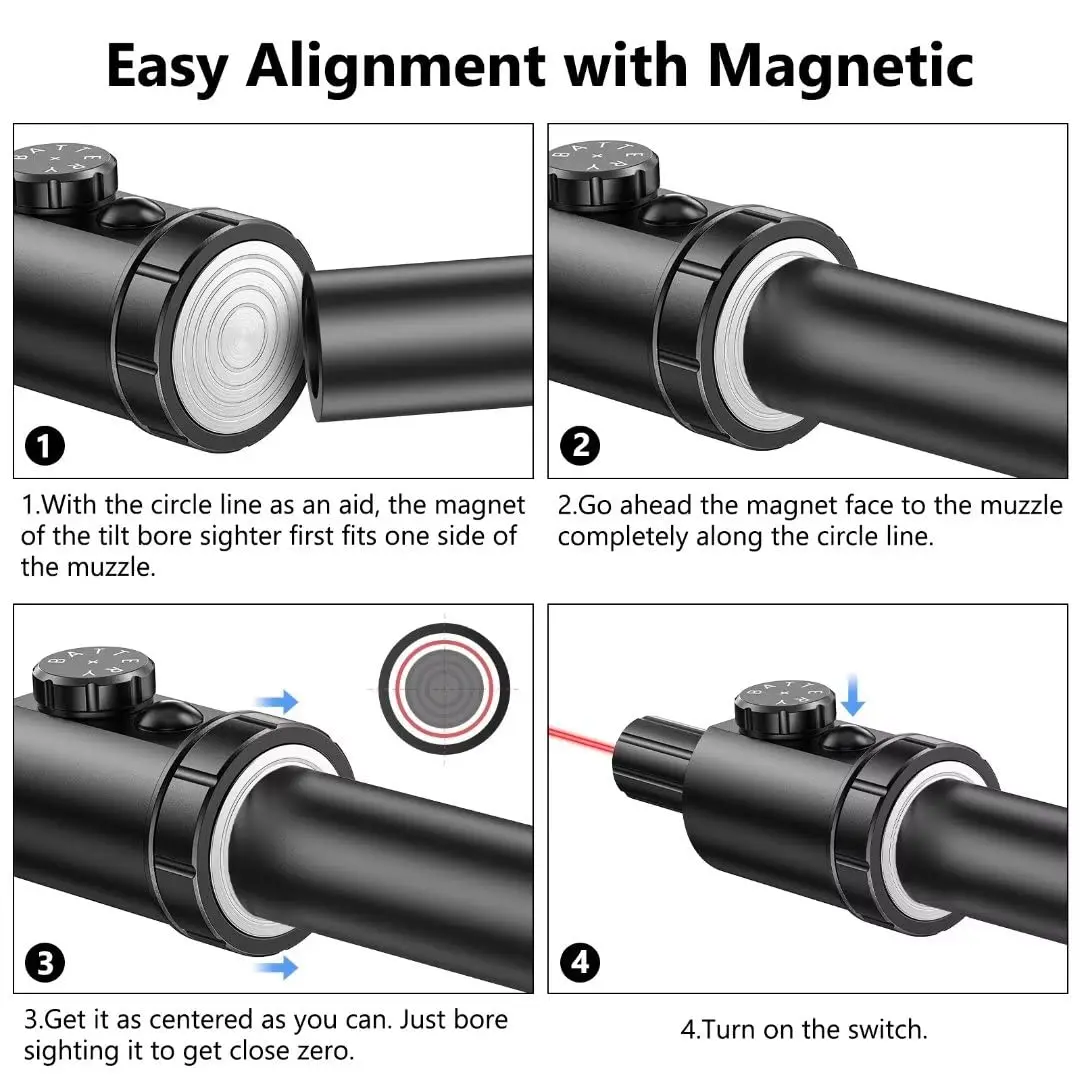 MidTen Magnetic Green Laser Bore Sight Kit Multiple Caliber Fit Rifle Rifling Scratch Proof for Sighting Scopes Hunting