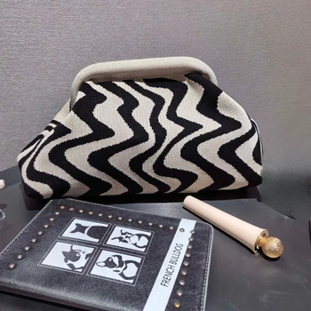 2025 NEW Ladies Beach Shoulderbag Vintage Letter Crochet Knitted Tote Crochet Cord Fabric Shopping Bag Unclosed Unlined Purse 1