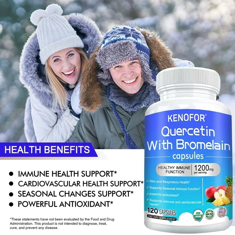 Quercetin 1200 mg Bromelain Zinc Natural Immune Support Supplement Antioxidant Skin Respiratory Health