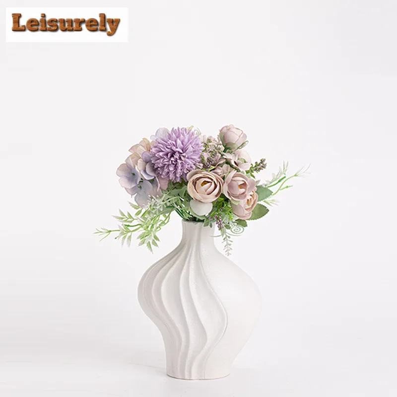 Modern Flower Vase Wave Ceramic Vase Flower Pot Basket Nordic Home Living Room Decoration Ornament Wedding Flower Arrangement