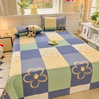 Three-piece Set Sheet Set Old Coarse Cloth Bed Sheet Thickened Linen Dormitory Student Bed Sheets and Pillowcases 1