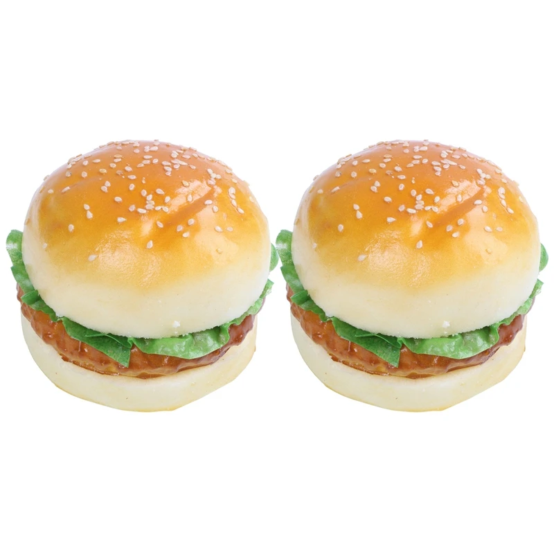 

Реалистичная имитация гамбургеров, 2 шт., имитация искусственных гамбургеров, хлебопекарни, дисплей, детская еда, хлеб, игрушка, украшение для дома, Прямая поставка