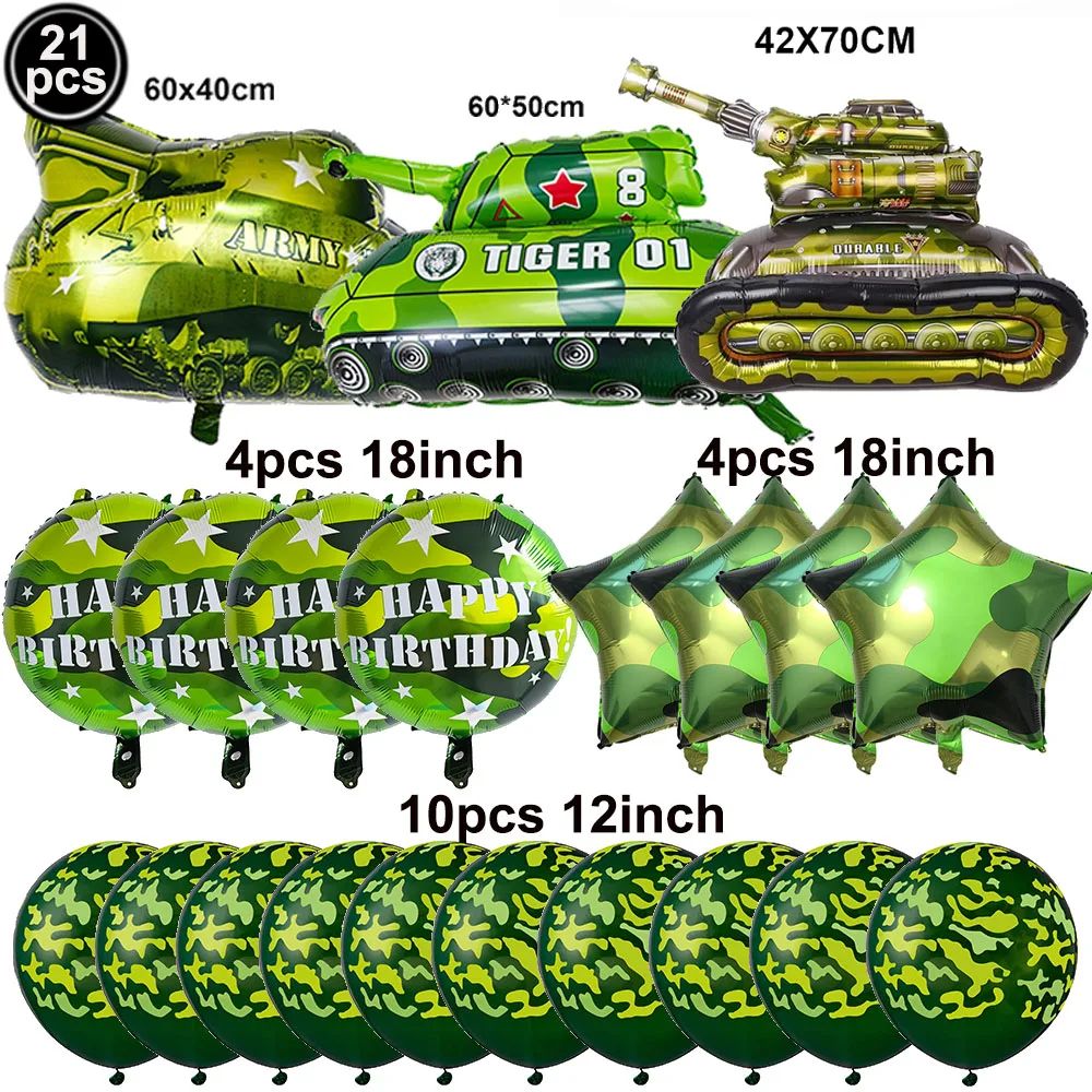 Military-Themed Camouflage Balloon Decorations for Boys' Birthday Party Supplies