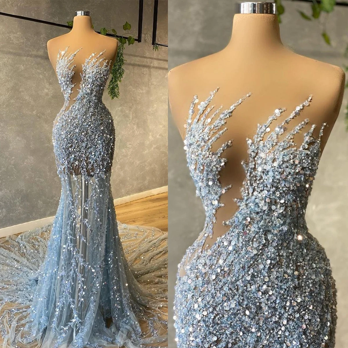 

Exquisite Evening Dresses V Neck Sleeveless Sequins Beaded Lace Hollow Sexy Appliques Celebrity Pearls Prom Dresses Custom Made