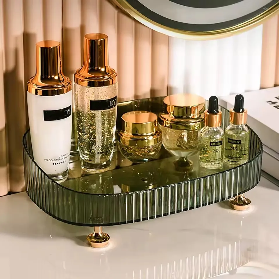 Makeup Perfume Organizer Desktop Storage Box Bathroom Dresser Vanity Tray for D Candle,Lotion Bottle,Cosmetics,Jewelry 4