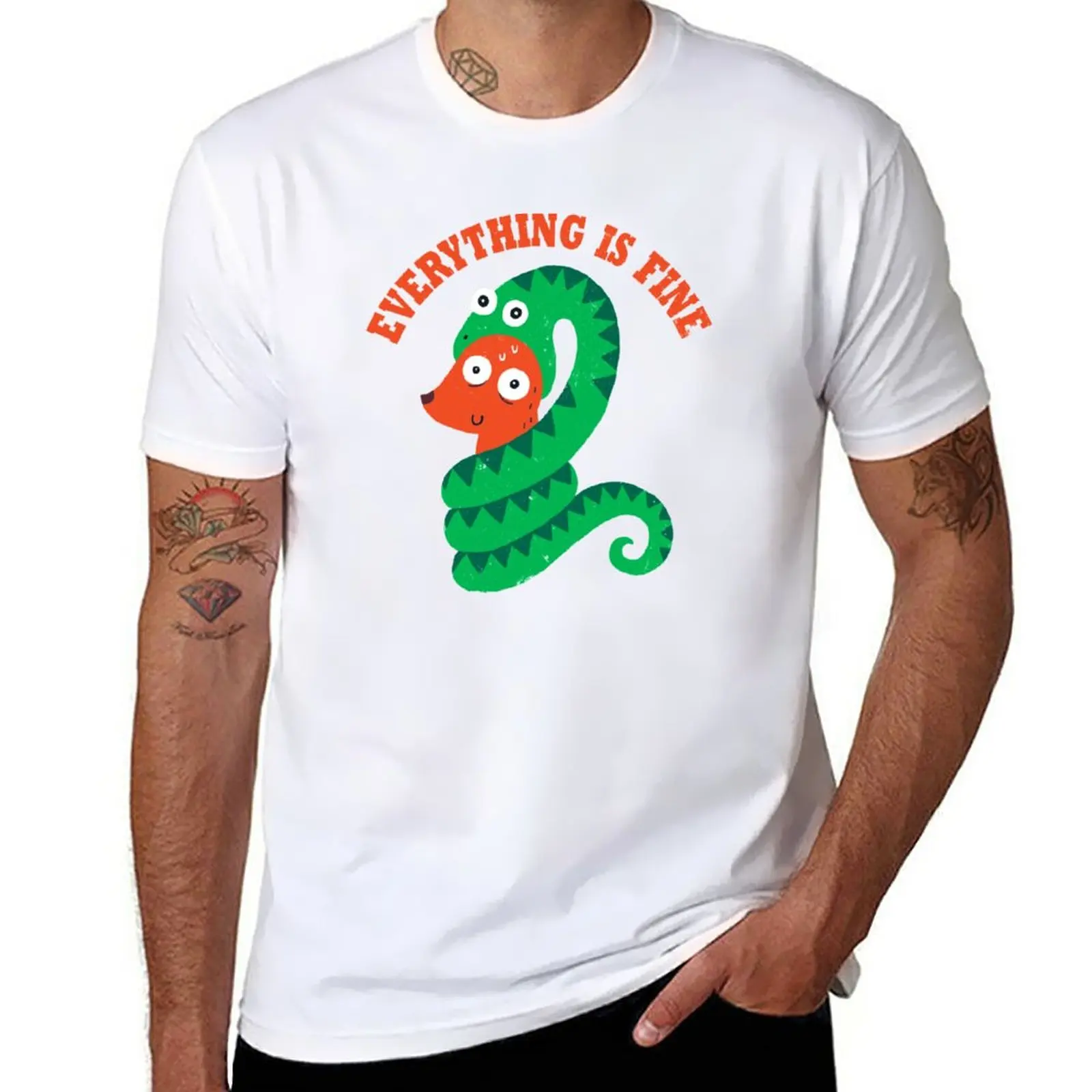 

Everything Is Fine T-Shirt summer top Aesthetic clothing funny t shirts for men